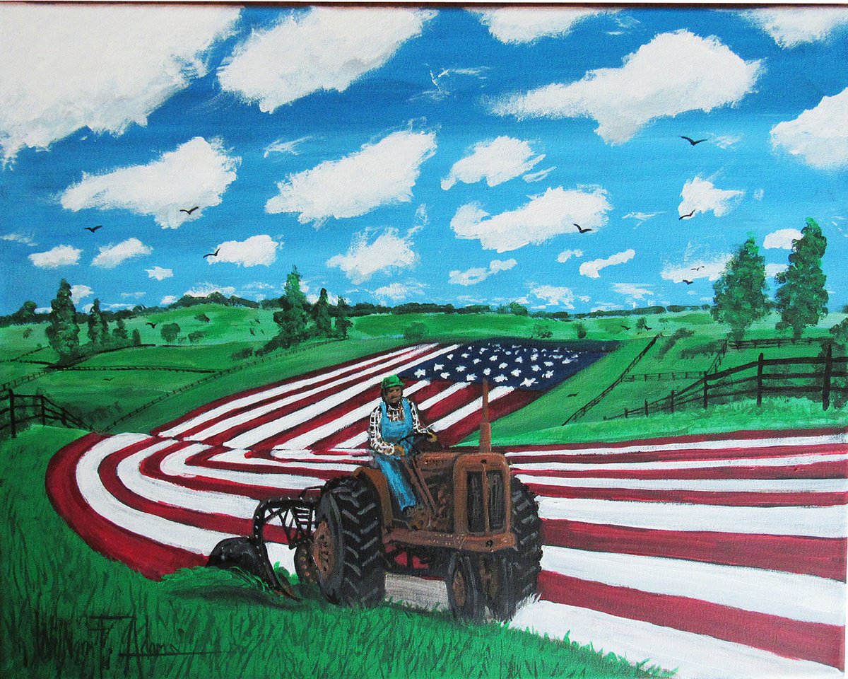 Impressionistic Portrait Acrylic Painting By William F. Adams, 20 X 16", American Farmers Feeding The World!, Original Artwork