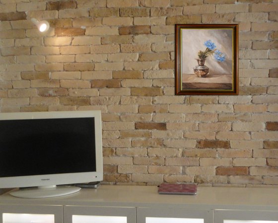 Blue flowers in a vase