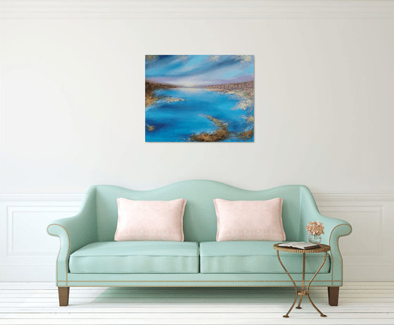 A XL large beautiful modern semi-abstract  seascape painting "Illusion"