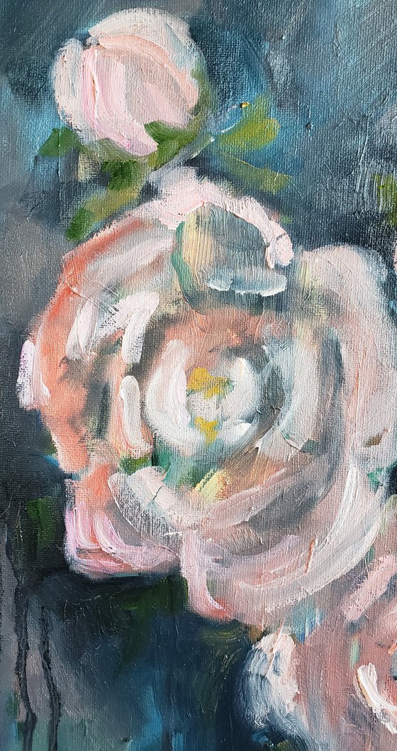 "Peonies in the Rain" - Flowers - Abstract