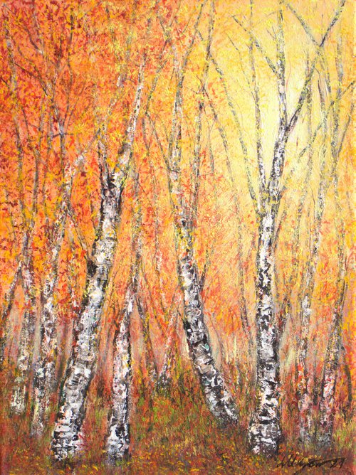 Autumn birch trees 2 by Ludmilla Ukrow