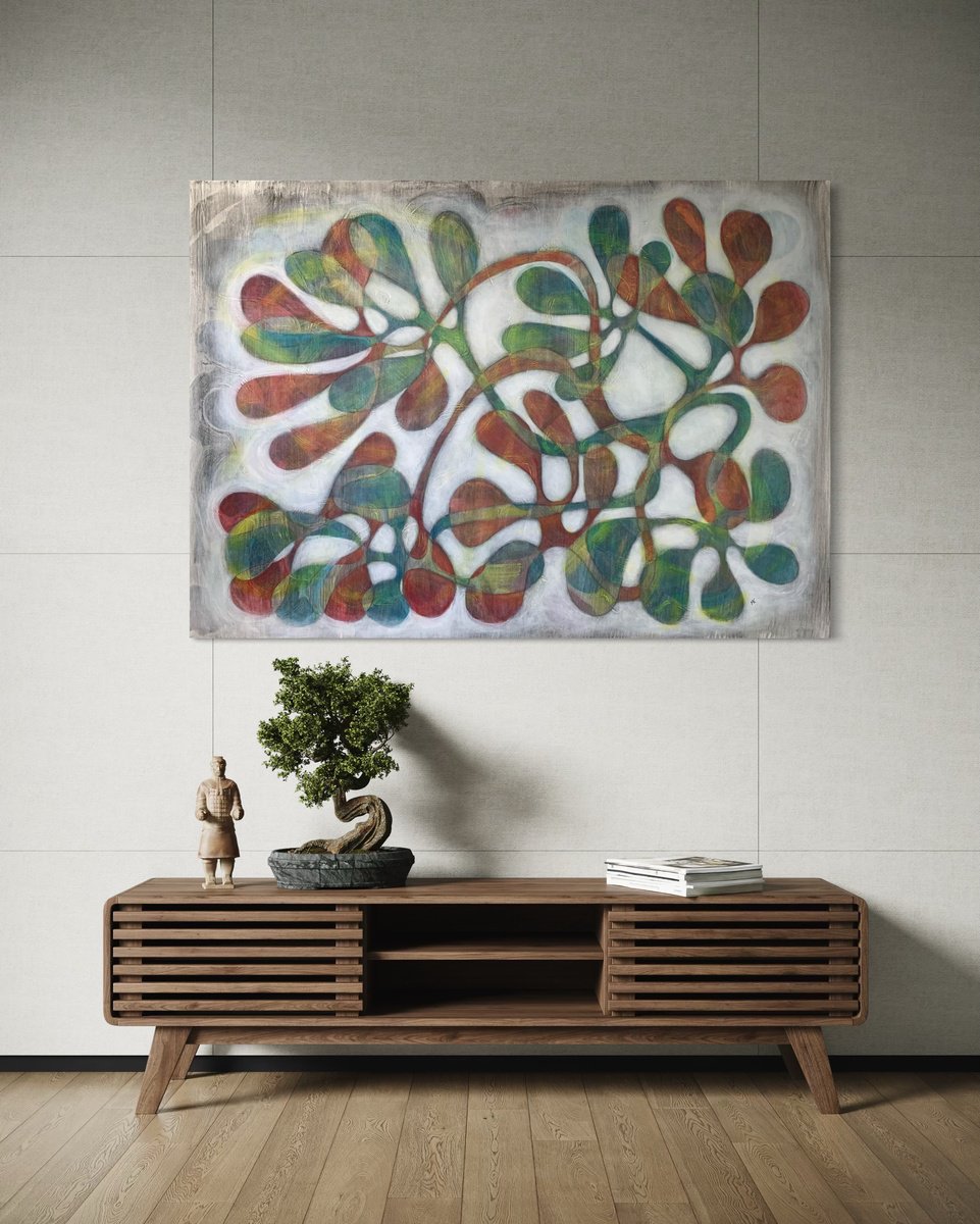 Abstract Acrylic Painting By Maarit Korhonen, 55 X 39", Baritone, Original Artwork