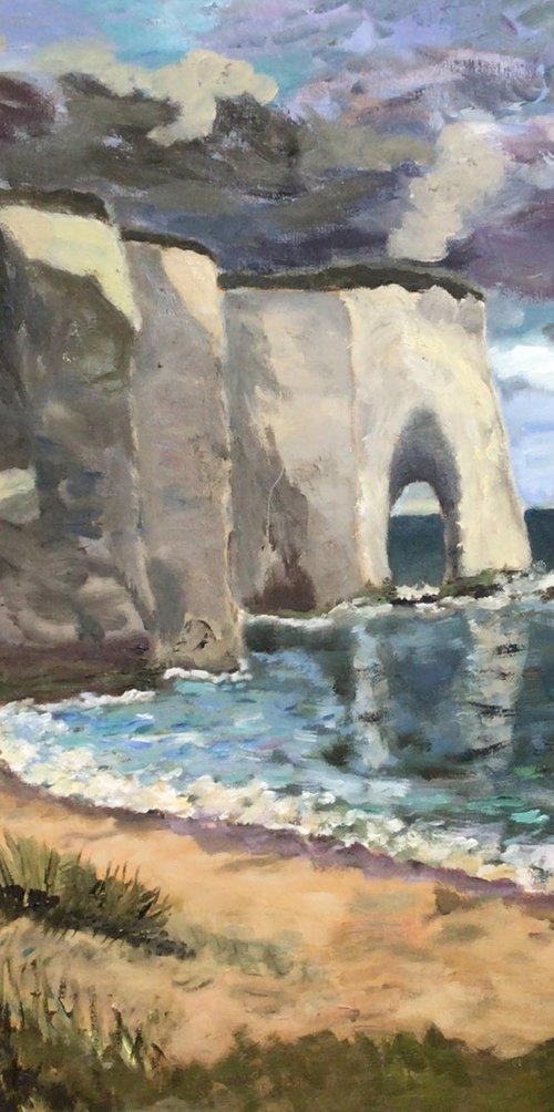 Kingsgate Bay before the storm. Oil painting. by Julian Lovegrove Art