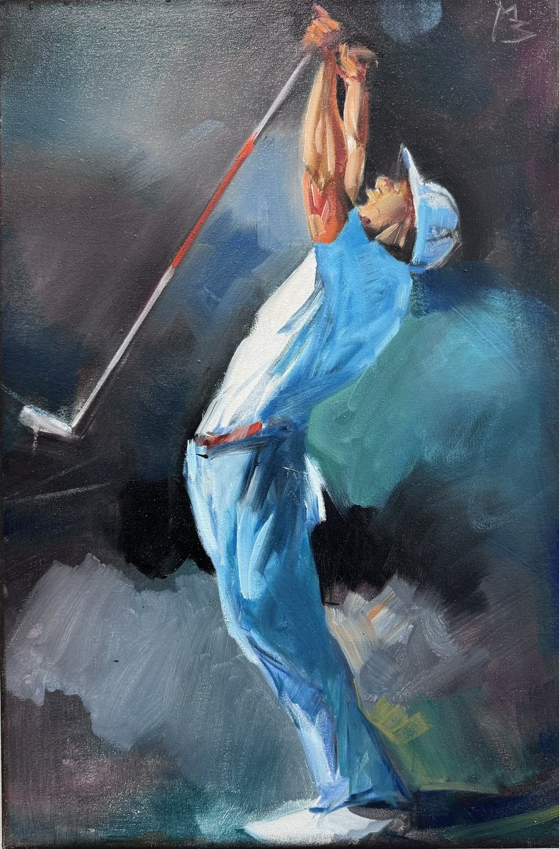 Expressive Portrait Oil Painting By Milan Baltic, 16 X 24", Open Championship 7, Original Artwork