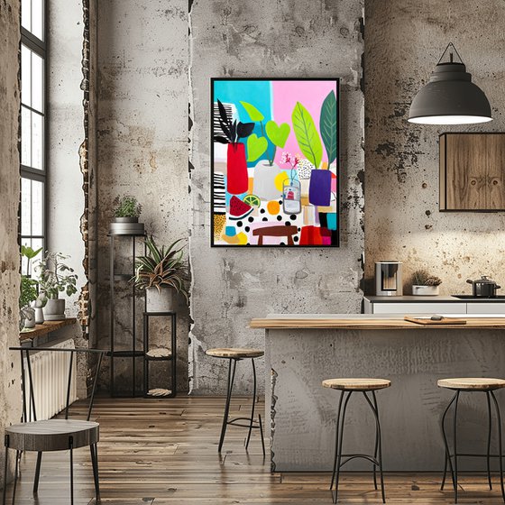 Watermelon Vase Still Life