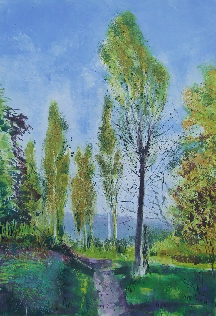 Impressionistic Limited Edition Print , A Walk Through The Poplar Trees By Amanda Averillo, 24 X 32, Artwork For Sale On Artfinder