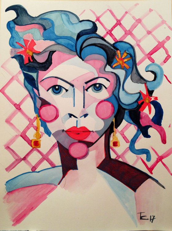 Lady 3/ Original watercolor on paper-23 x 30 cm (9' x 12')