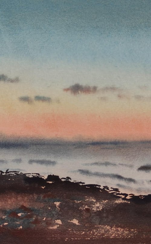 Ukrainian watercolour. Sunset2, Cyprus. by Nina Zakharova