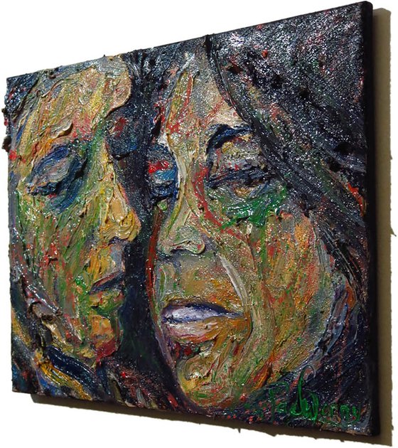 Original Oil Painting Abstract People Portrait Expressionism Art