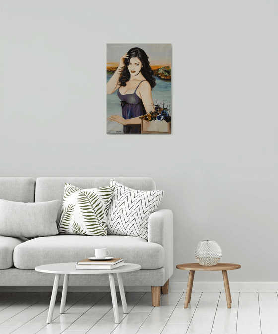 On the lakeshore - portrait-oil painting-realism