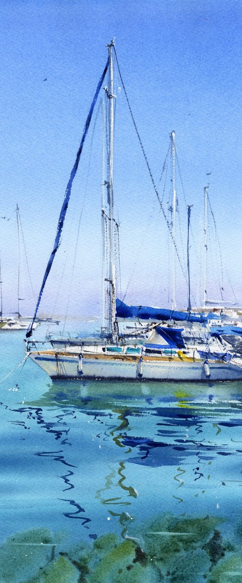 Yachts at anchor  #16 by Eugenia Gorbacheva