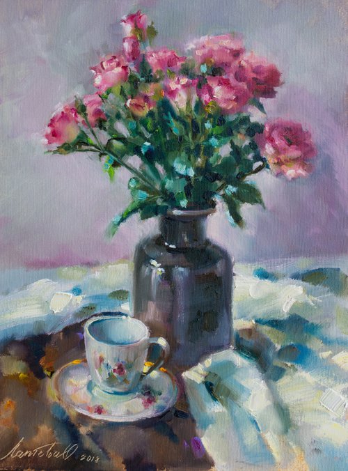 Pink roses by Olha Laptieva