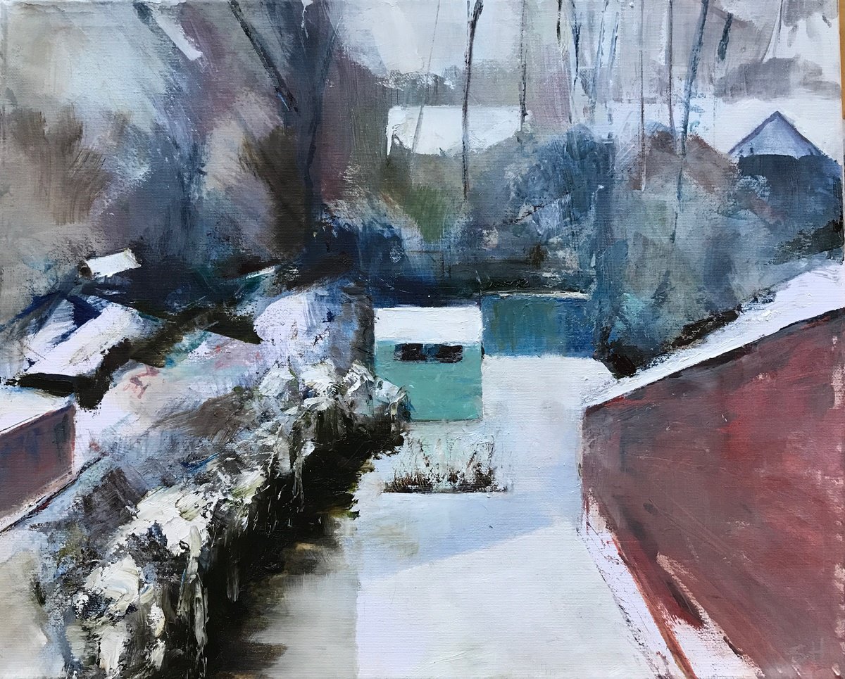 Impressionistic Landscape Oil Painting By Sandra Haney, 20 X 16", Winter Garden, Original Artwork