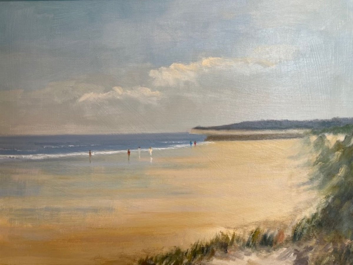 Illustrative Oil Painting , Camber Sands Rye By Gary Obee, 21 X 17, Artwork For Sale On Artfinder