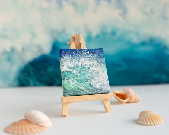 Miniature blue ocean waves