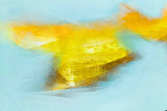 Serenity Ice and fire Abstract Bleu yellow Wall art