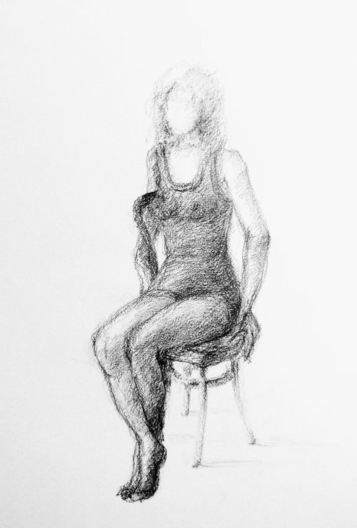 Model #2. Drawing with a pencil on paper. by Yury Klyan