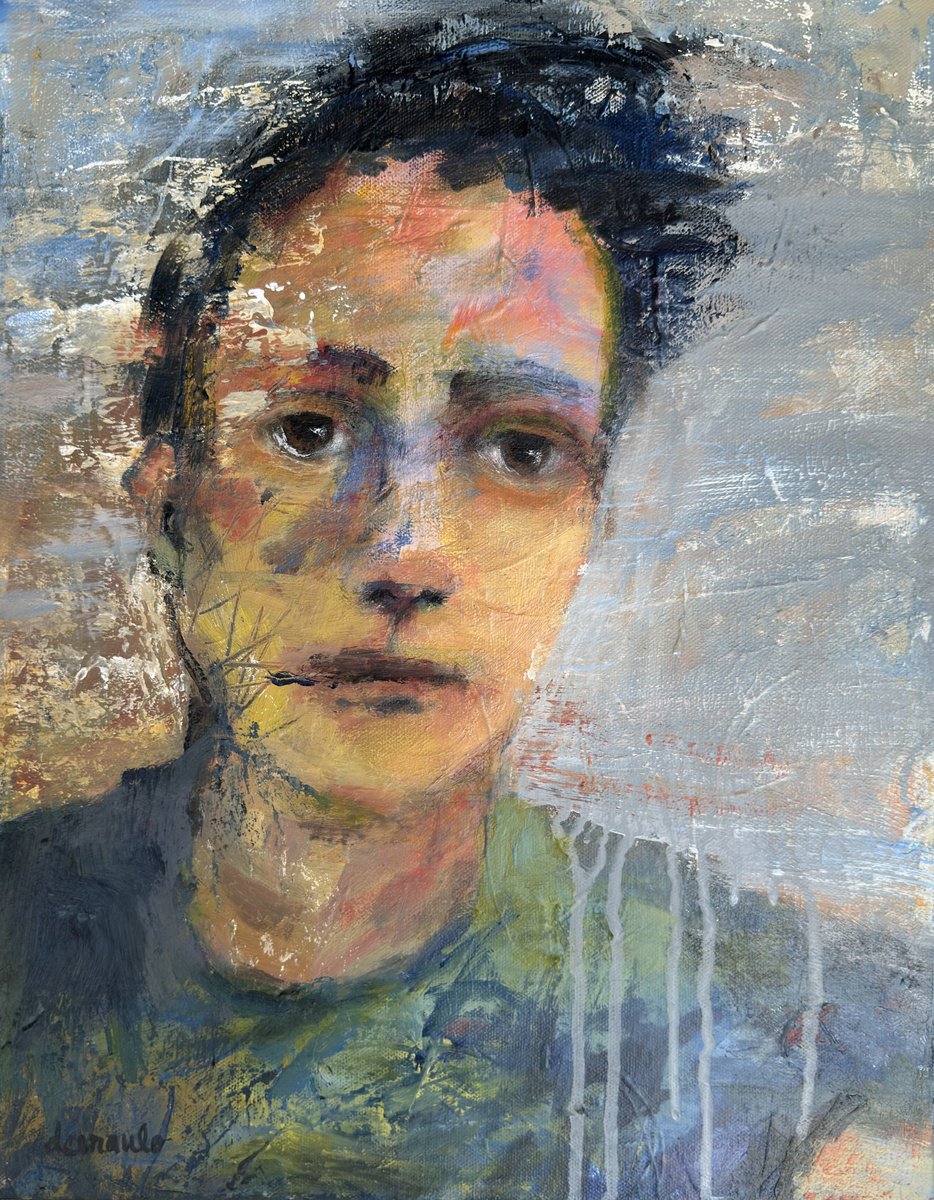 Abstract Portrait Acrylic Painting By Donna Ceraulo, 14 X 18, Zach, Original Artwork