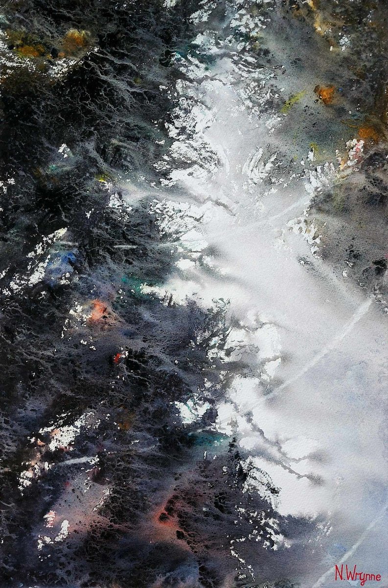 Organic Abstract Watercolour By Neil Wrynne, 15 X 22", Wild Spirit, Original Artwork