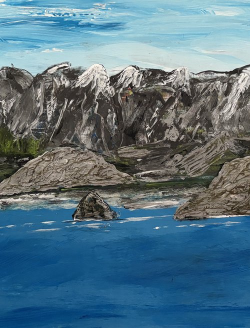 Where Mountains Meet the Blue 28x50x2 cm by Exclusive Arts