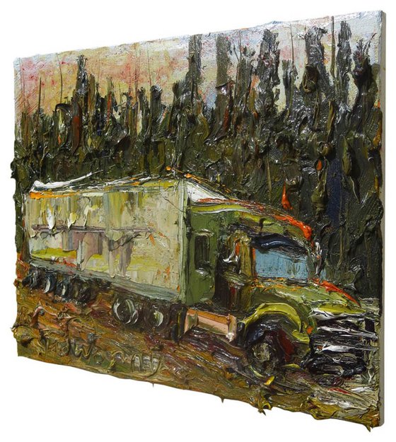 UNTITLED x1121 - Original oil painting abstract truck expressionism