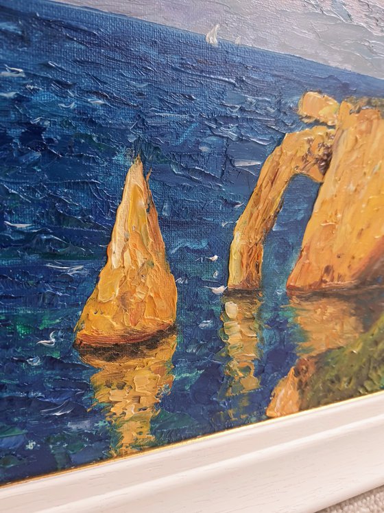 Cliffs of Etretat, Normandy, France, oil painting