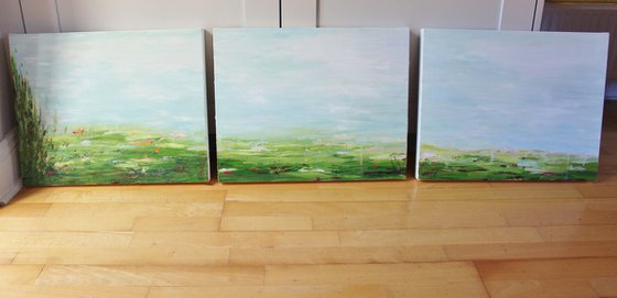 Green Landscape Triptych