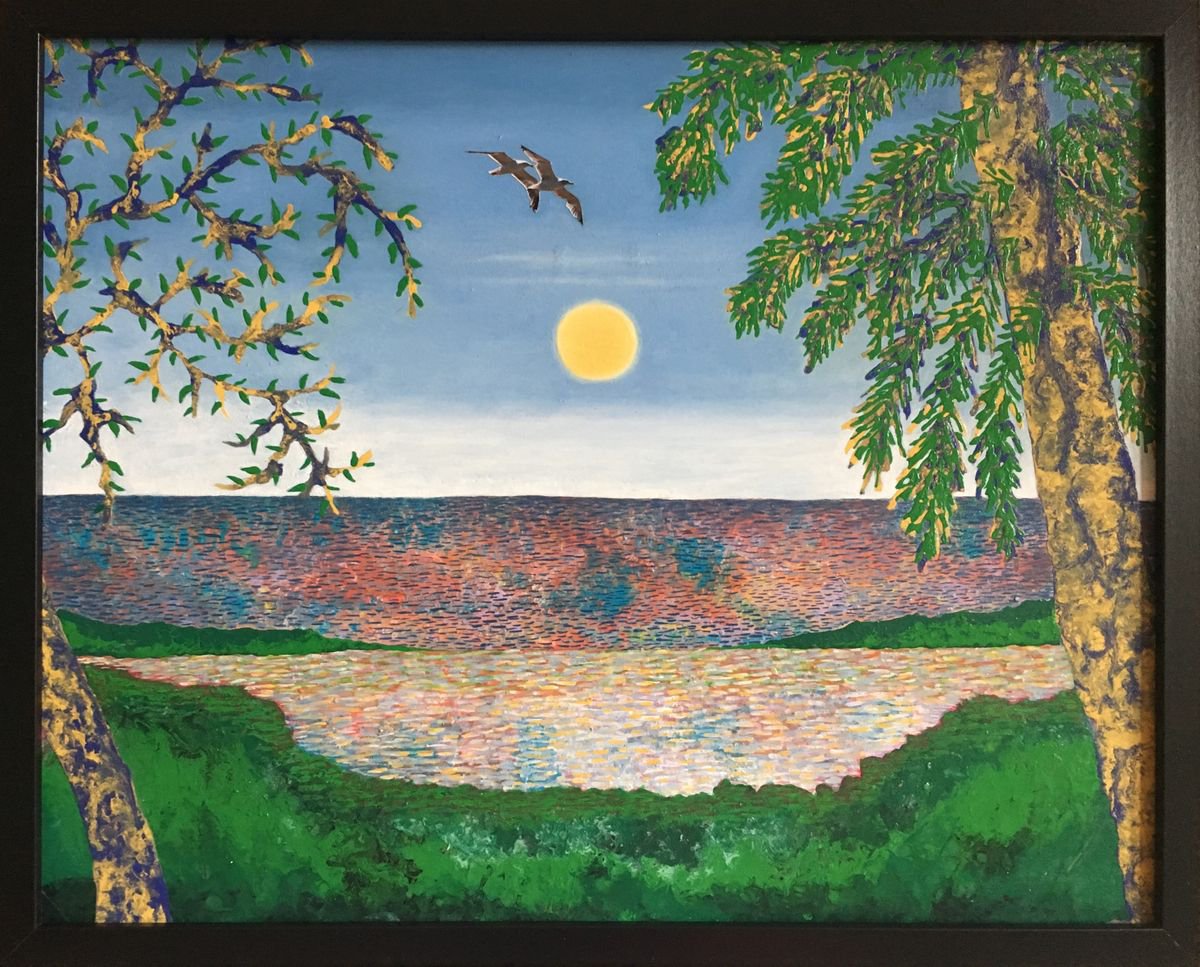 Surrealistic Landscape Painting By Stefano Pallara, 21 X 17", Illusions