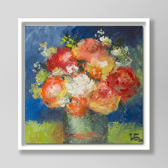 Small still life with red roses