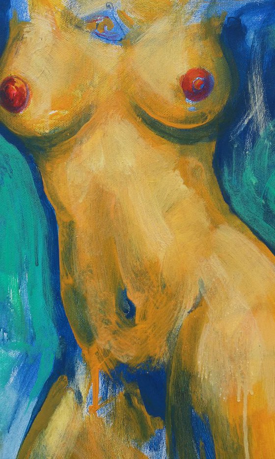 Abstract nude 50X70cm. Original acrylic painting.