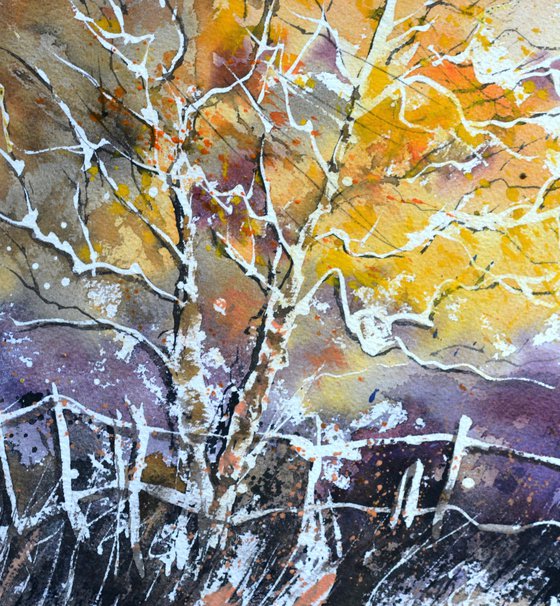 Autumnal landscape watercolor