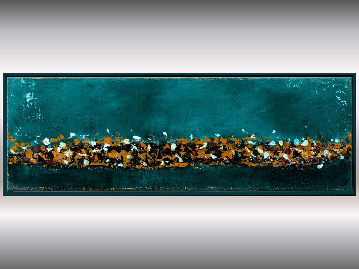 Abstract Acrylic Painting By Edelgard Schroer, 48 X 17, Abstract Drips, Original Artwork