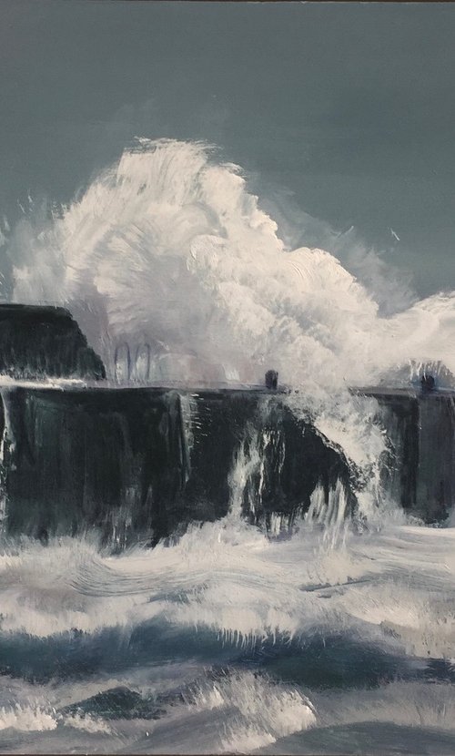 'A great Storm at Cellardyke Harbour' by Stephen Howard Harrison