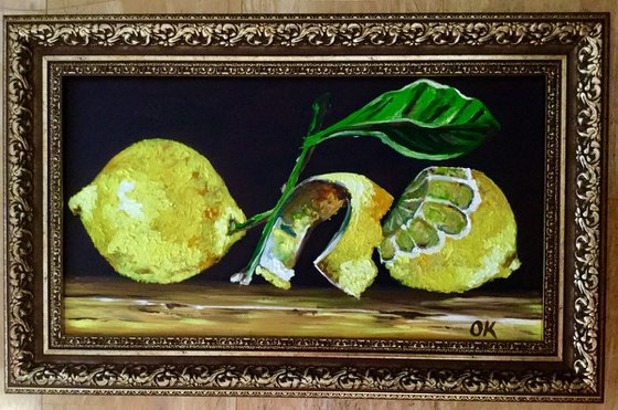 Lemons. Framed still life MODERN ART URBAN ART OFFICE HOME DECOR fruits