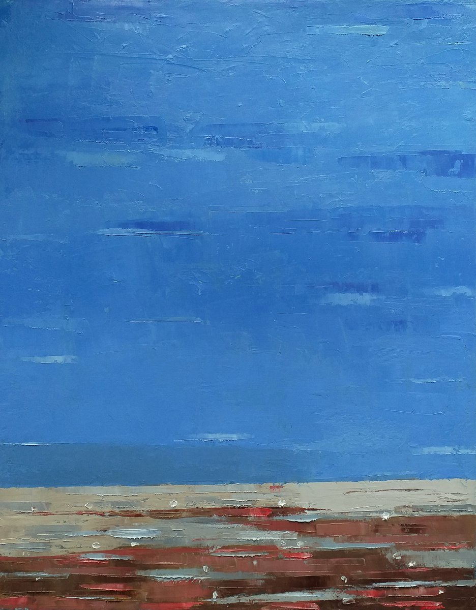 Abstract Landscape Oil Painting By Kestutis Jauniskis, 9 X 12", Silence, Original Artwork