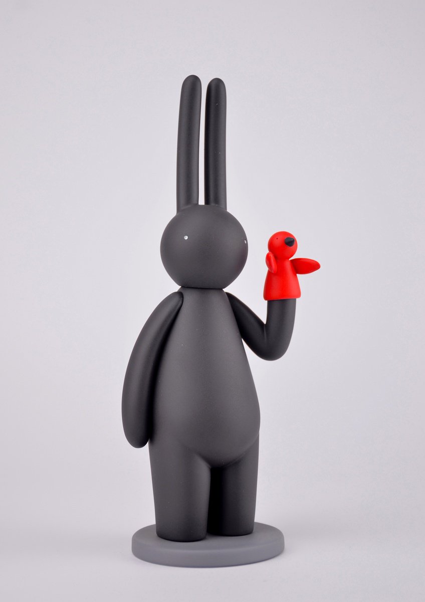 Urban And Pop Animal Sculpture By Mr Clement, 2 X 6", The World Of In-Jokes #5 Black, Original Artwork