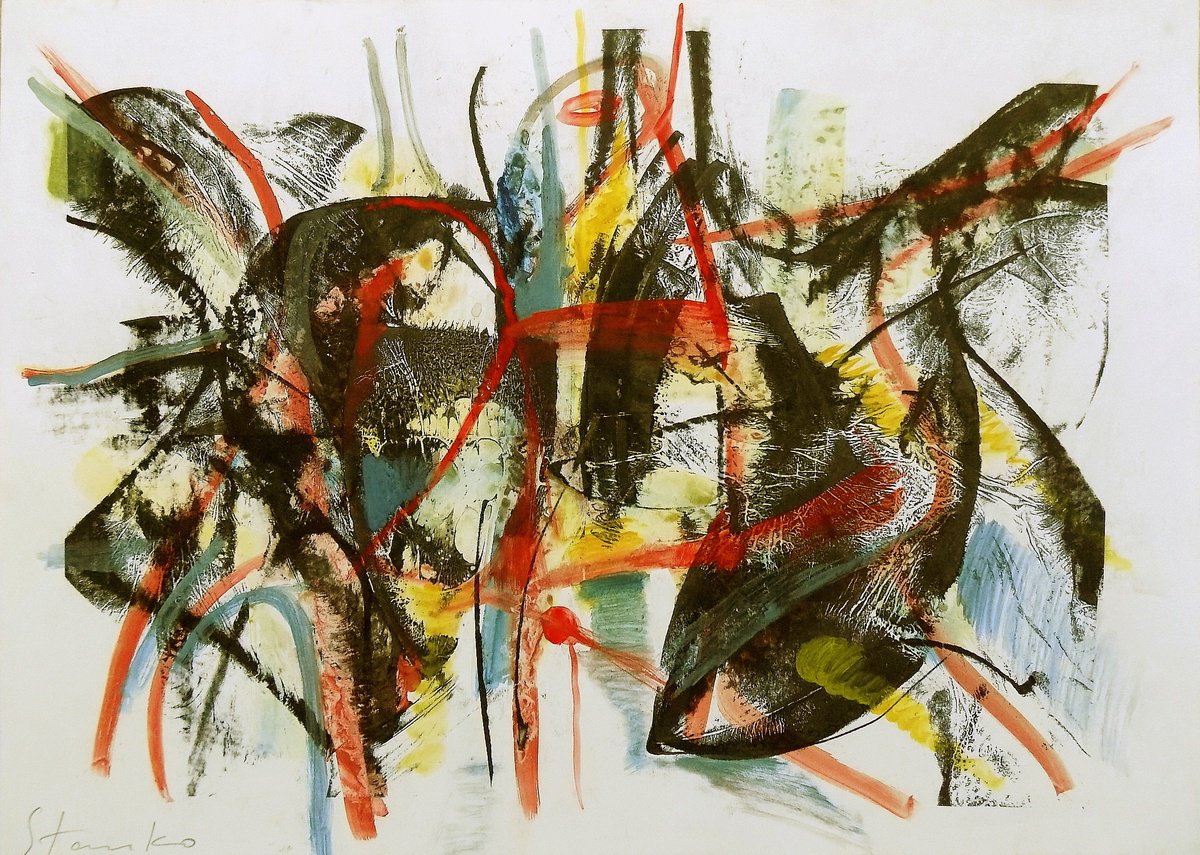 Abstract Acrylic Painting By Stanislav Bojankov, 28 X 20", Improvisation-Lxv, Original Artwork