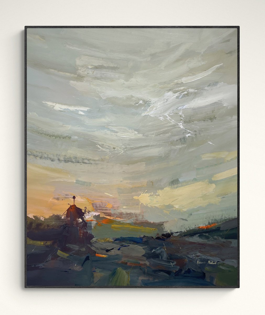 Abstract Landscape Acrylic Painting By Nazarii Medvid, 35 X 43", Depth Of Nature 253, Original Artwork