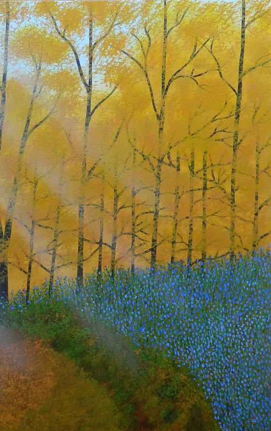 Where the Spirit Lives - landscape with forest, trees, sun rays and flowers; home, office decor; gift ideas