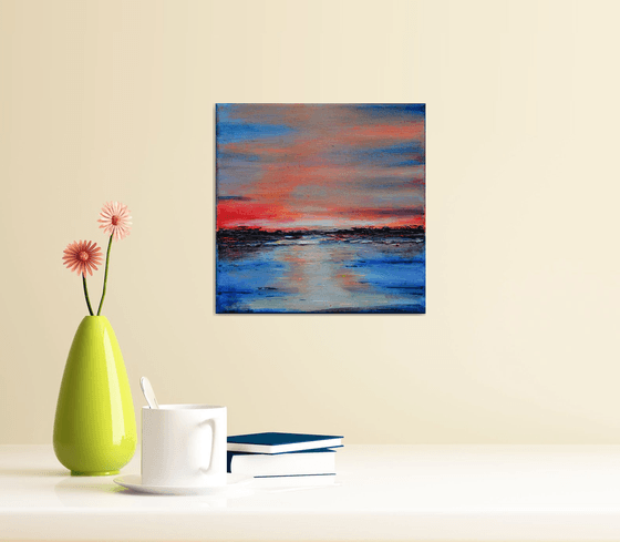 The  Orange Sunset - Modern abstract landscape Gift Idea