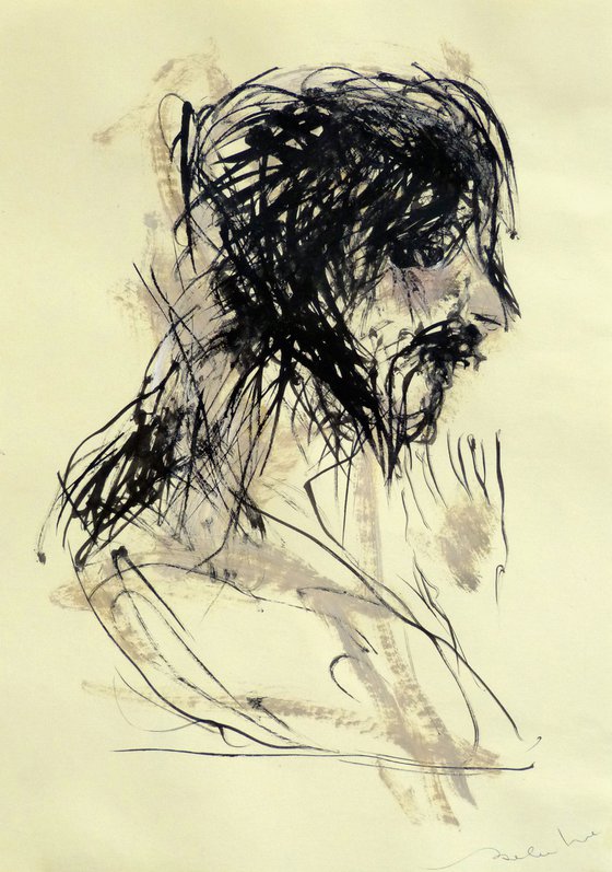 PORTRAIT E5, original ink sketch on paper 21x29 cm