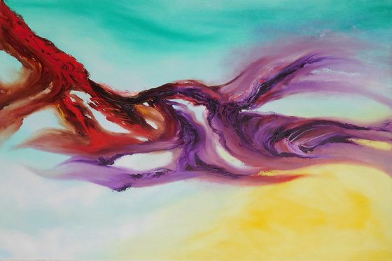 Delight of fly - 90x60 cm, Original abstract painting, oil on canvas