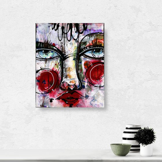 Funky Face Whimsy 5 - Mixed Media Art by Kathy Morton Stanion