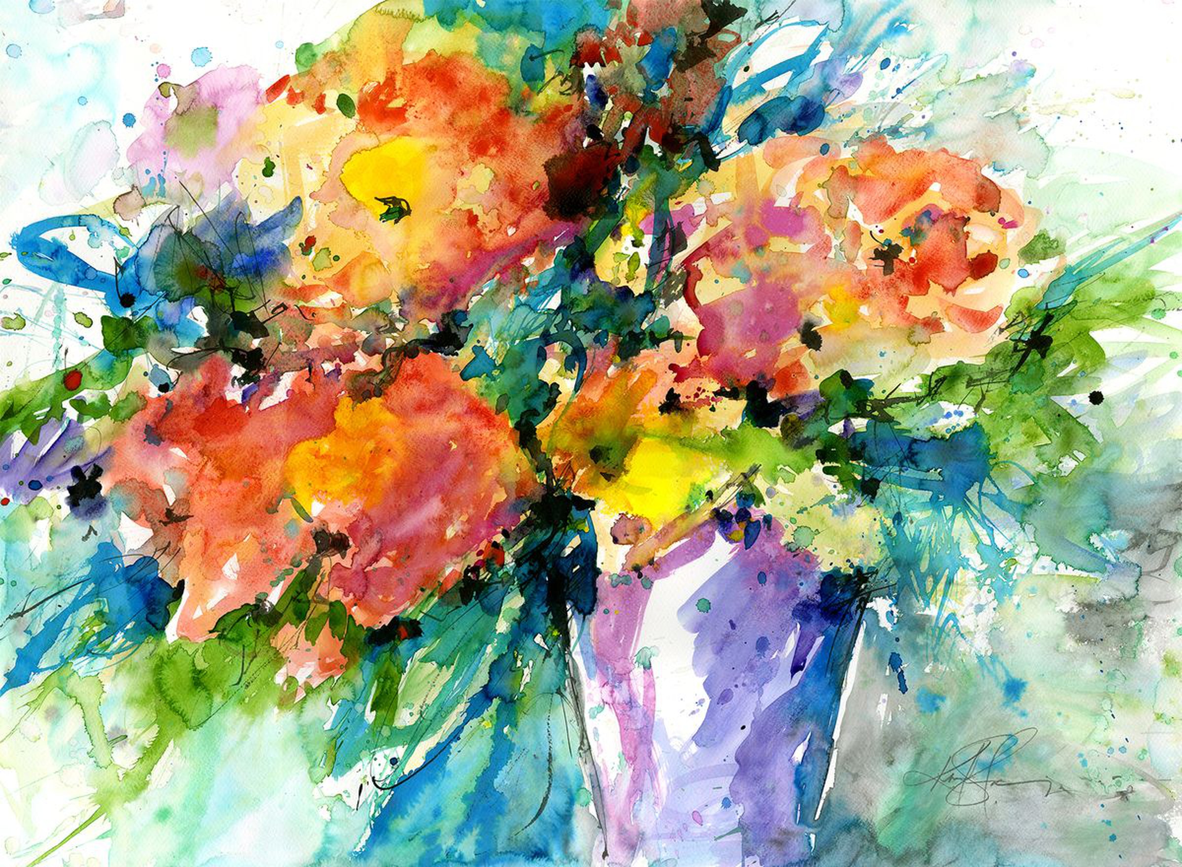 Flowers In Vase 2 Large Flower Painting By K Artfinder