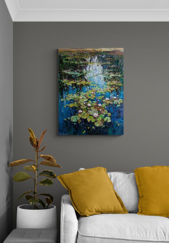 White Water Lilies in the Pond