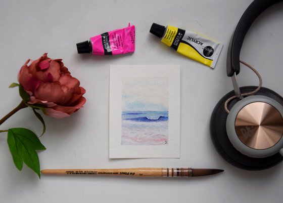 Miniature painting Ocean wave