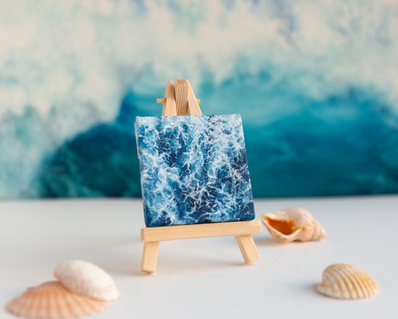 Miniature blue ocean waves