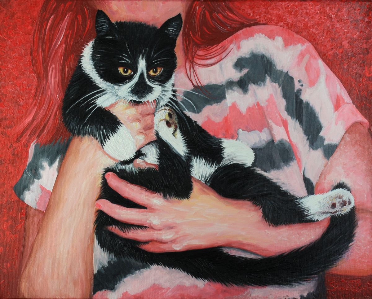 Beths Black And White Cat by Simon Mark Knott