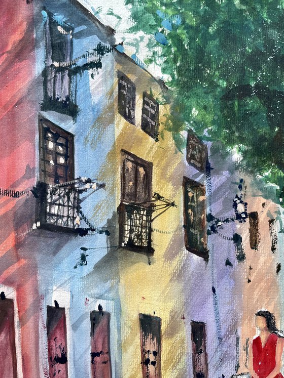 Lisbon Streets - City Painting with watercolour