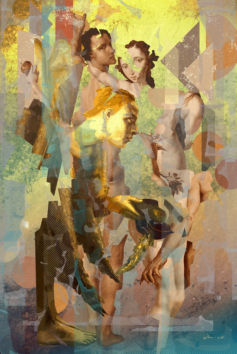 Surrealistic Portrait Giclee Print By Nikolay Devnenski, 20 X 30", And Then Eve Saw The Angel, Original Artwork